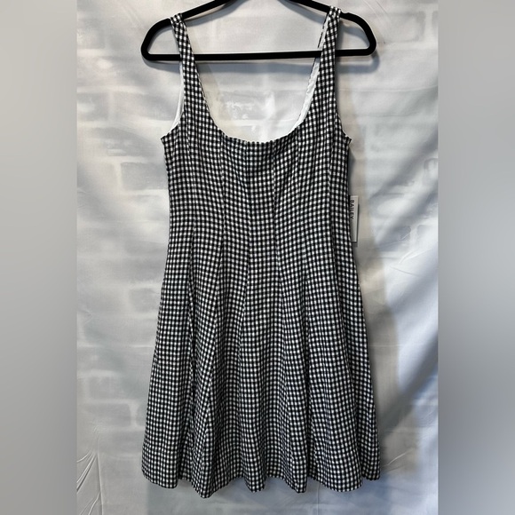 Bailey 44 Cottagecore Black & White Gingham A-Line Linen Midi Dress SZ 4 - Picture 1 of 7